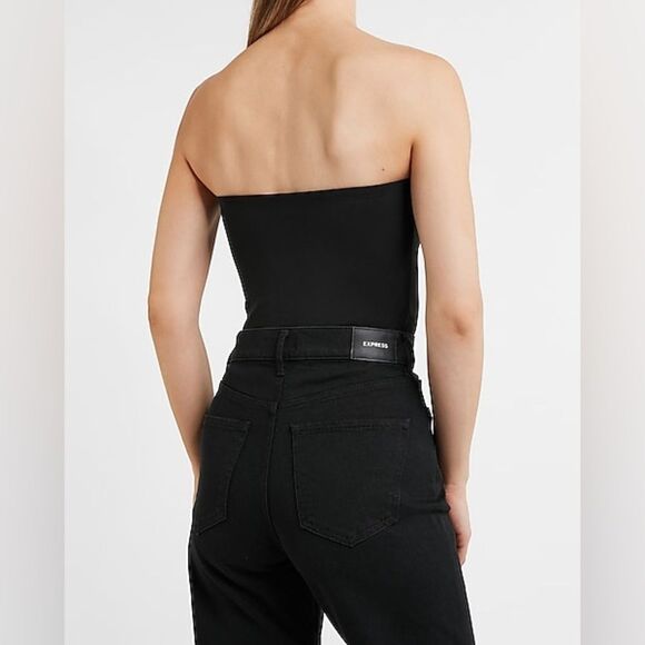 Express Body Contour High Compression Tube Top Thong Bodysuit | Small | Green - Picture 3 of 8